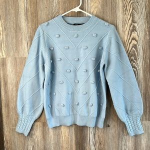 Simplee Apparel, baby blue sweater with 3D knit detail, L